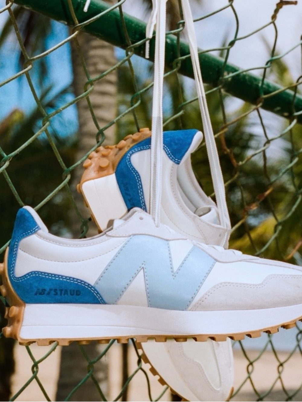New Balance x STAUD Men’s White & Light Blue Sneaker